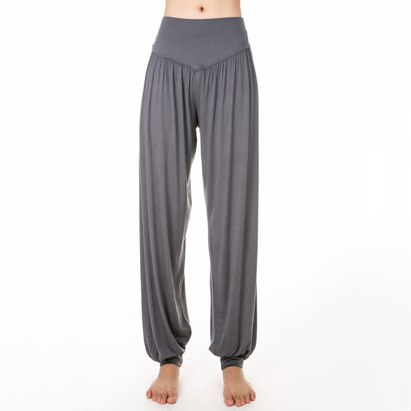 Buddha Stones Pantalon sarouel de yoga et de danse en modal ample de couleur unie - image 16