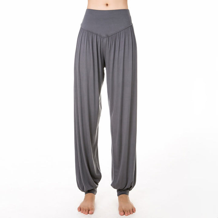 Buddha Stones Pantalon sarouel de yoga et de danse en modal ample de couleur unie - image 16