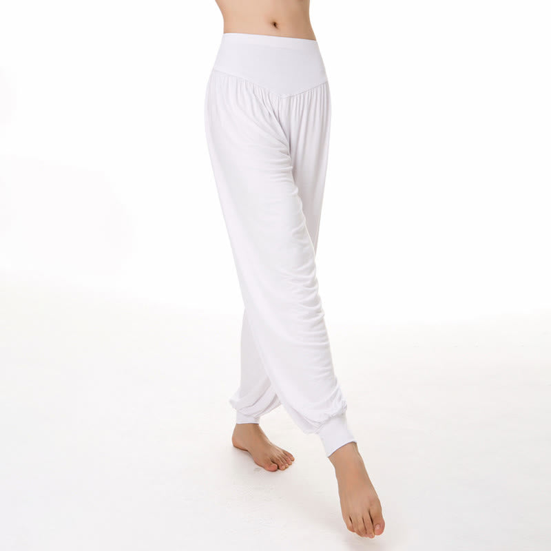Buddha Stones Pantalon sarouel de yoga et de danse en modal ample de couleur unie - image 18