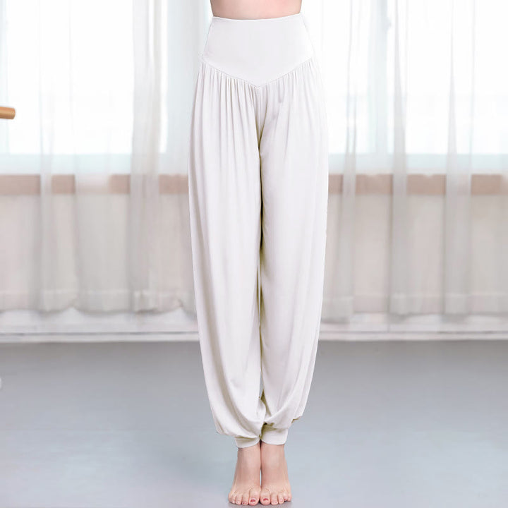 Pantalon harem ample en modal uni Buddha Stones , idéal pour le yoga et la danse. - Blanc - US12，UK/AU16，EU44 (3XL) - image 17