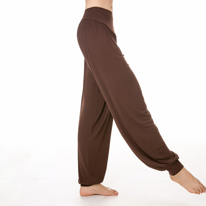 Buddha Stones Pantalon sarouel de yoga et de danse en modal ample de couleur unie - image 21