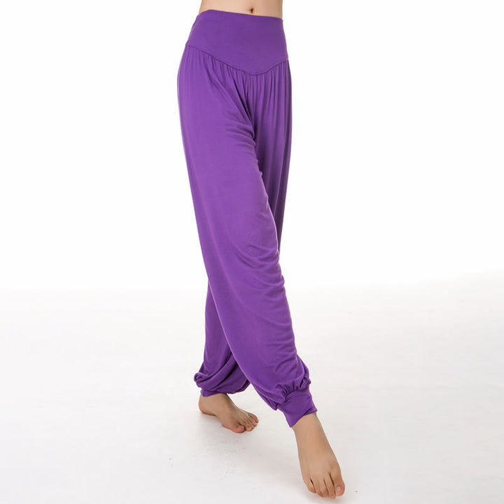 Buddha Stones Pantalon sarouel de yoga et de danse en modal ample de couleur unie - Orchidée moyenne - US12，UK/AU16，EU44 (3XL) - image 24