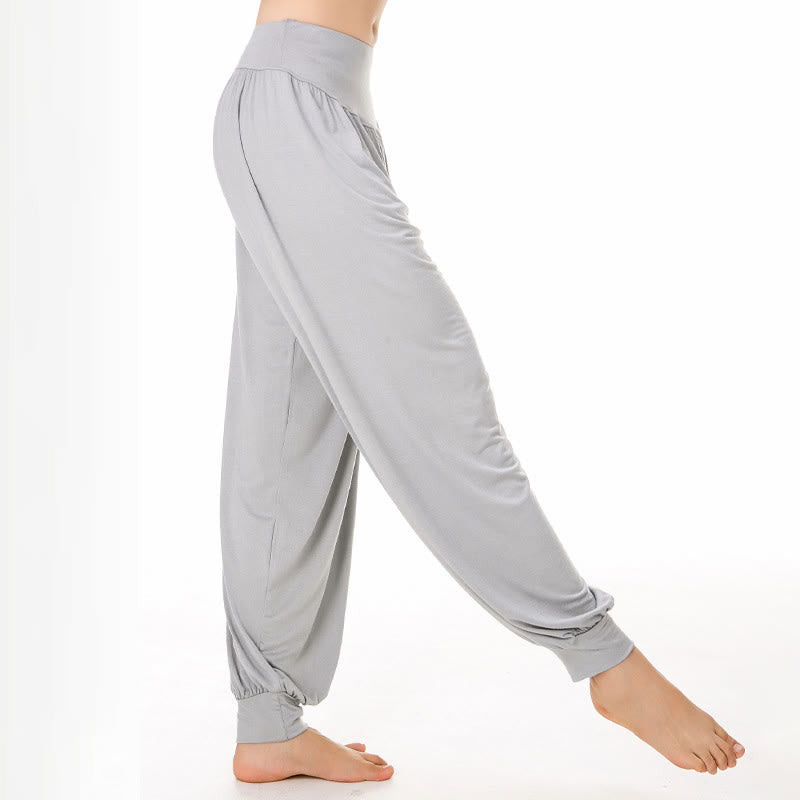 Buddha Stones Pantalon sarouel de yoga et de danse en modal ample de couleur unie - image 9