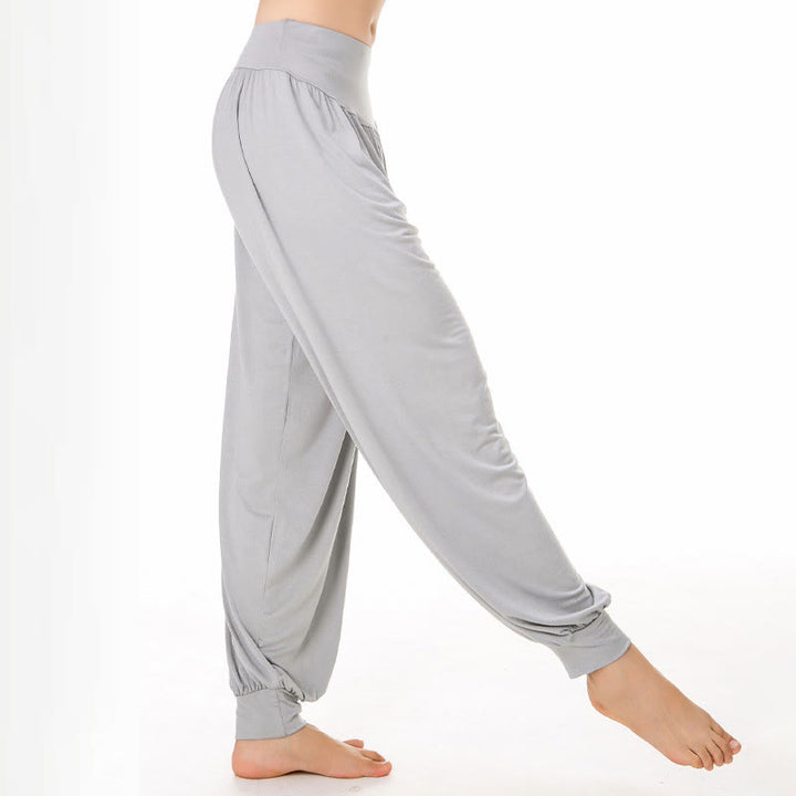 Buddha Stones Pantalon sarouel de yoga et de danse en modal ample de couleur unie - image 9