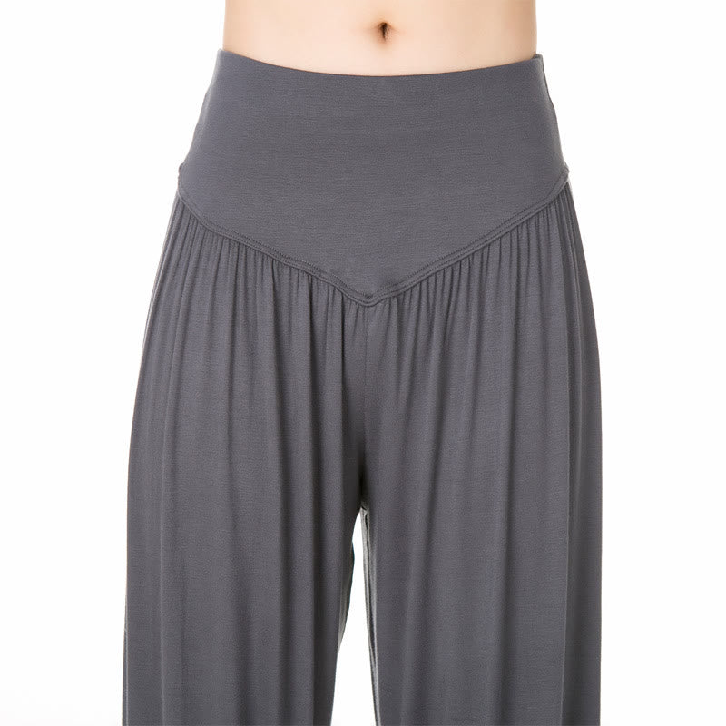 Buddha Stones Pantalon sarouel de yoga et de danse en modal ample de couleur unie - image 14
