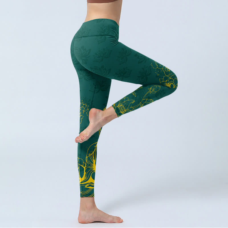 Leggings de sport pour femmes avec motif de lotus et Buddha Stones - image 3