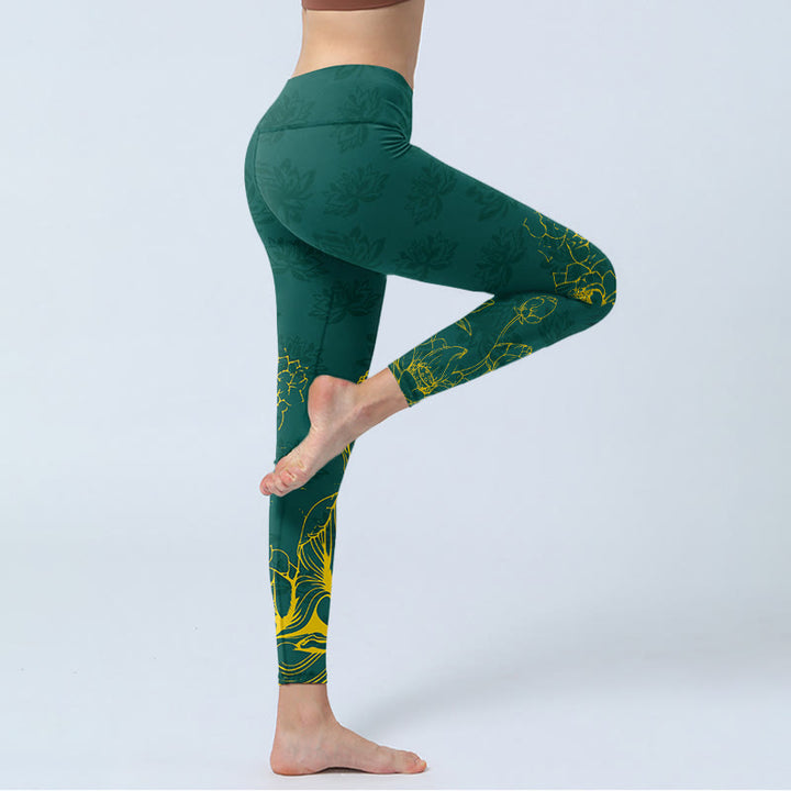 Leggings de sport pour femmes avec motif de lotus et Buddha Stones - image 3