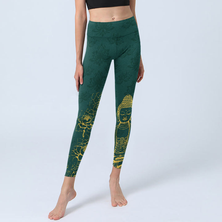 Leggings de sport pour femmes avec motif de lotus et Buddha Stones - image 5