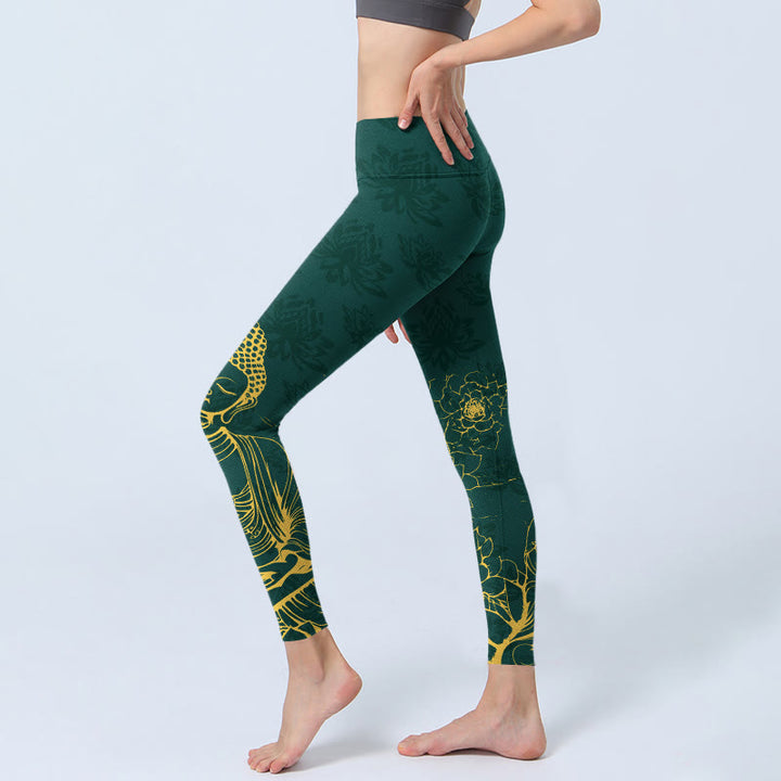 Leggings de sport pour femmes avec motif de lotus et Buddha Stones - image 2