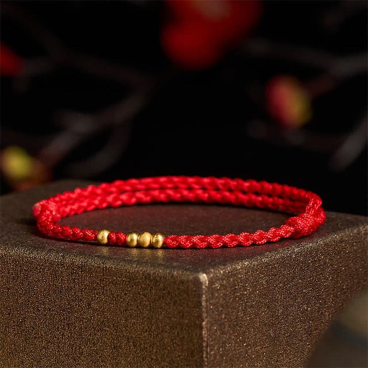 Bracelet ajustable en argent sterling 925 plaqué or avec perles et cordon rouge, orné de Buddha Stones - image 4