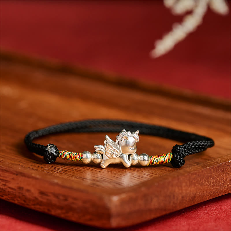 Bracelet en argent sterling 925 Buddha Stones, symbole de prospérité et année du Cheval - image 14