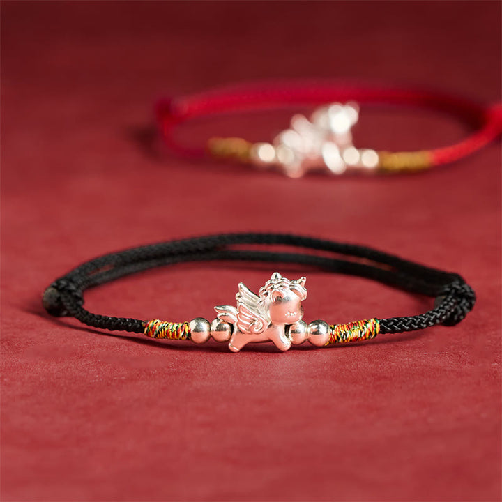 Bracelet en argent sterling 925 Buddha Stones, symbole de prospérité et année du Cheval - image 17