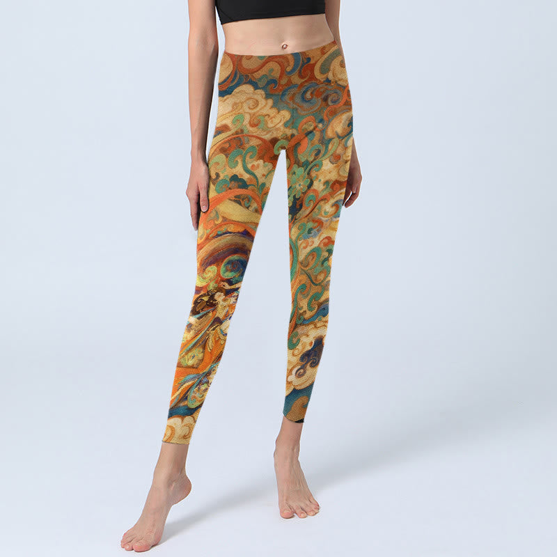 Leggings de sport pour femmes avec imprimé de magnifiques motifs de nuages ​​féeriques et de Buddha Stones - image 5