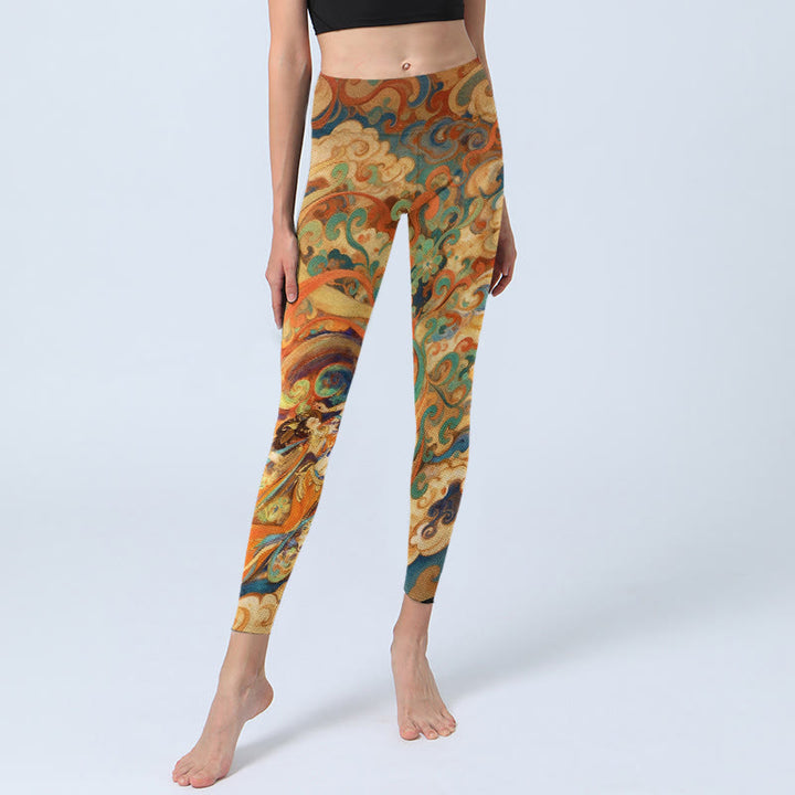 Leggings de sport pour femmes avec imprimé de magnifiques motifs de nuages ​​féeriques et de Buddha Stones - image 5