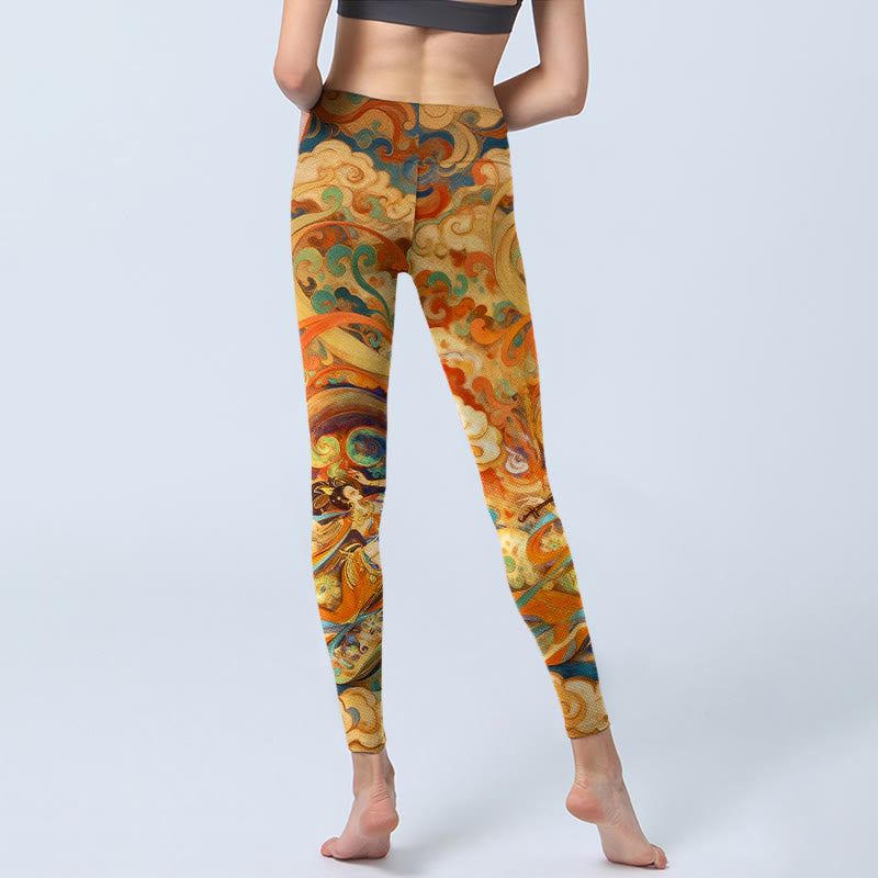 Leggings de sport pour femmes avec imprimé de magnifiques motifs de nuages ​​féeriques et de Buddha Stones - image 6