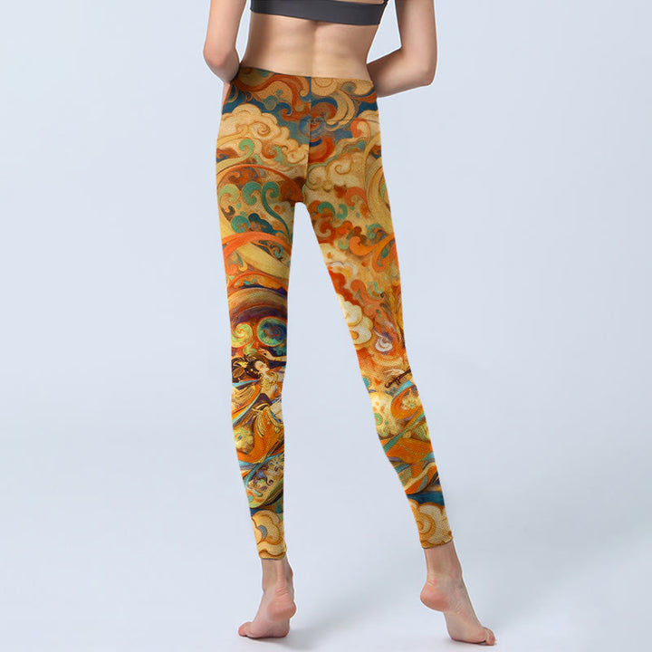 Leggings de sport pour femmes avec imprimé de magnifiques motifs de nuages ​​féeriques et de Buddha Stones - image 6