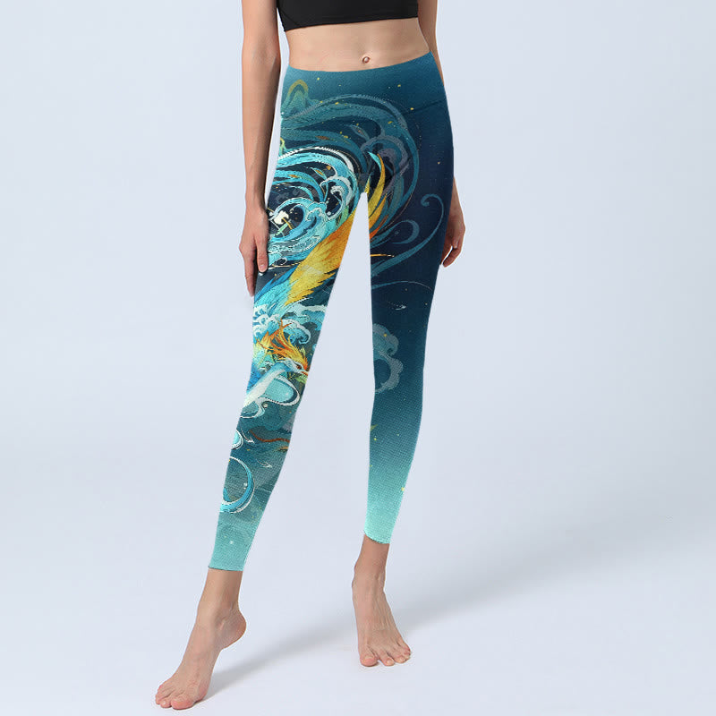 Leggings de sport pour femmes avec imprimé nuage de phénix et Buddha Stones - image 5