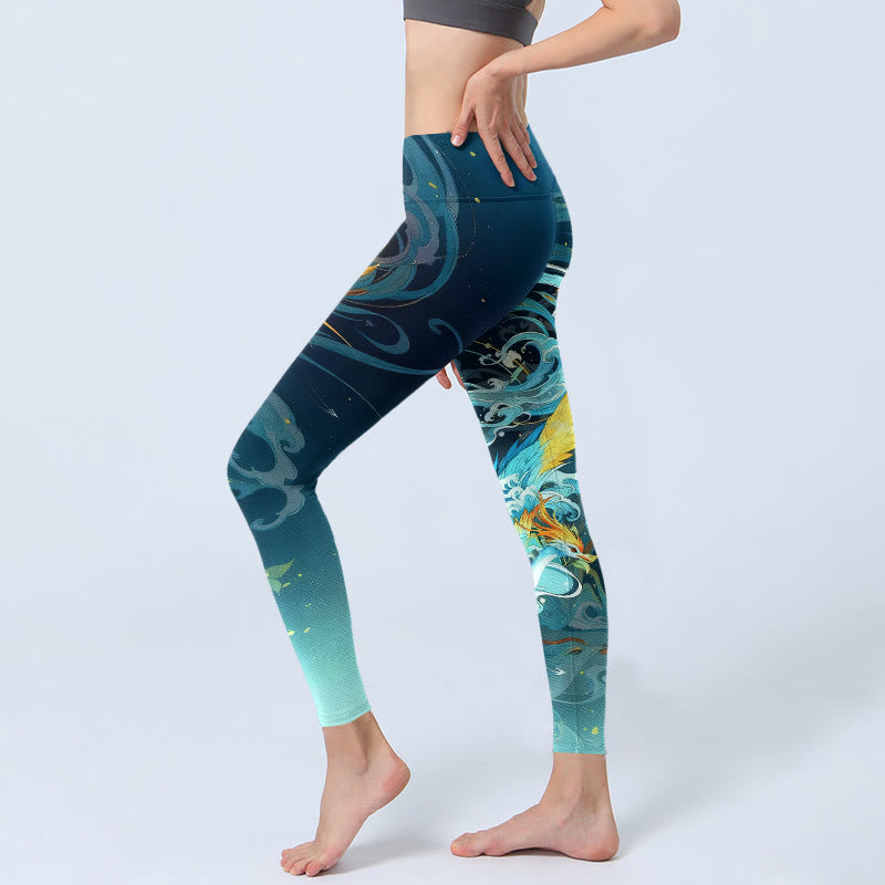 Leggings de sport pour femmes avec imprimé nuage de phénix et Buddha Stones - image 2