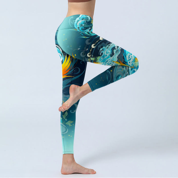 Leggings de sport pour femmes avec imprimé nuage de phénix et Buddha Stones - image 3