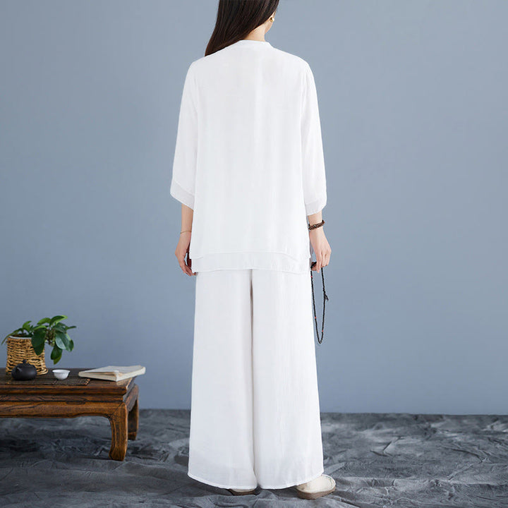 Ensemble de Buddha Stones , manches trois-quarts et pantalon large, idéal pour la méditation et le zen. - image 3