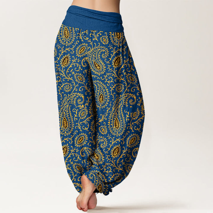 Pantalon harem pour femme, taille élastique, en coton à motif cachemire aux couleurs vives, avec Buddha Stones - image 6