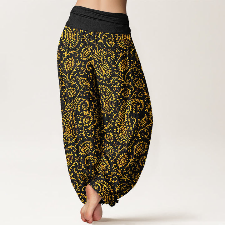 Pantalon harem pour femme, taille élastique, en coton à motif cachemire aux couleurs vives, avec Buddha Stones - image 9