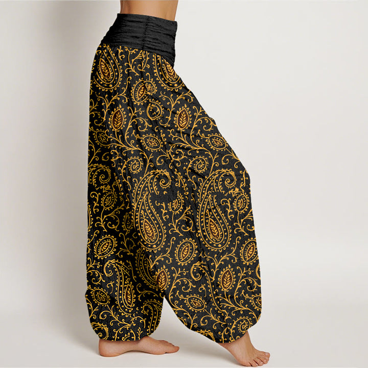 Pantalon harem pour femme, taille élastique, en coton à motif cachemire aux couleurs vives, avec Buddha Stones - image 10