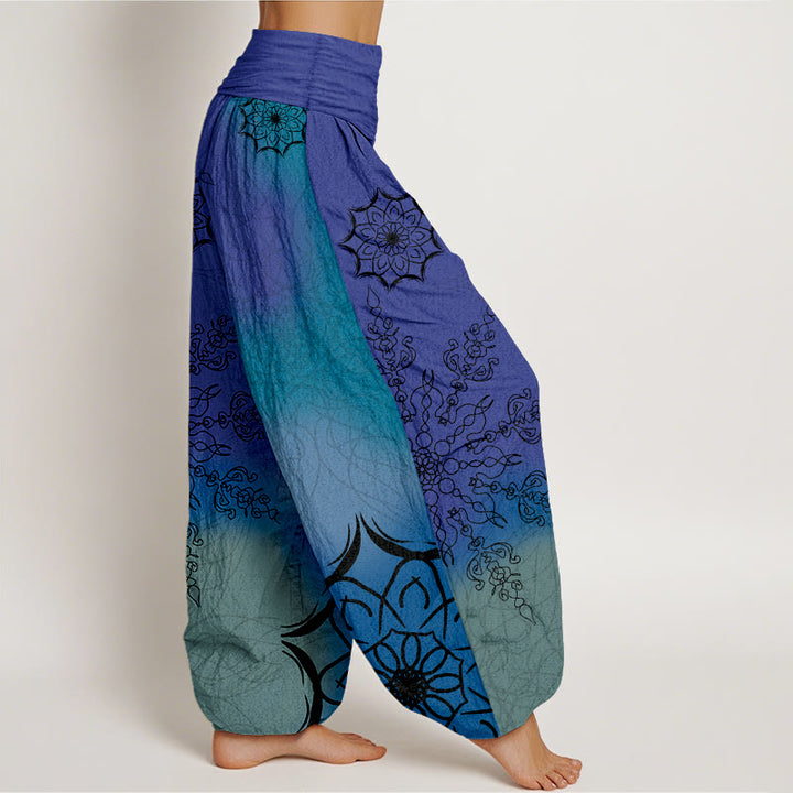 Pantalon harem à taille élastique pour femme, en coton à motif mandala aux couleurs vives et Buddha Stones - image 10