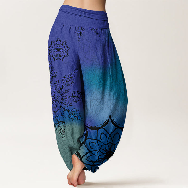 Pantalon harem à taille élastique pour femme, en coton à motif mandala aux couleurs vives et Buddha Stones - image 9