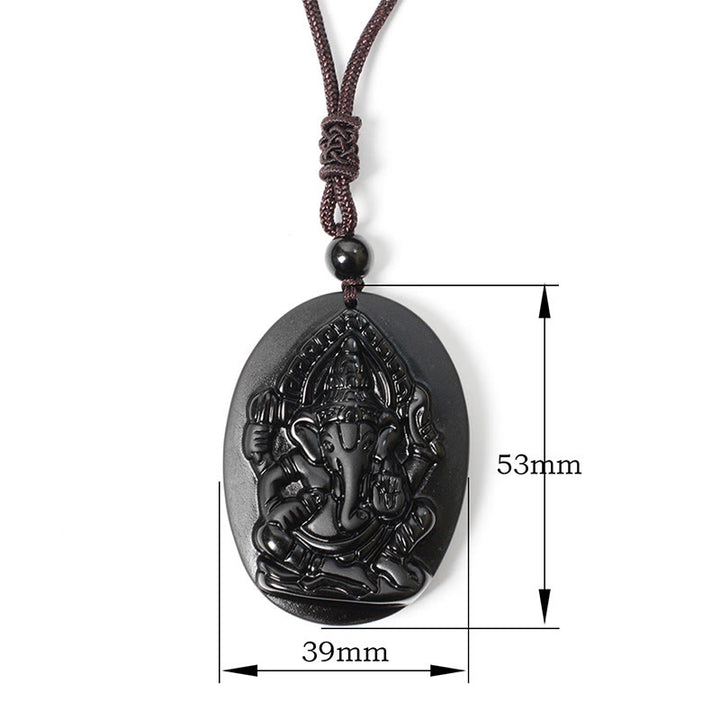 Pendentif en obsidienne noire naturelle , Buddha Stones. Collier avec pendentif en obsidienne noire naturelle. - image 9