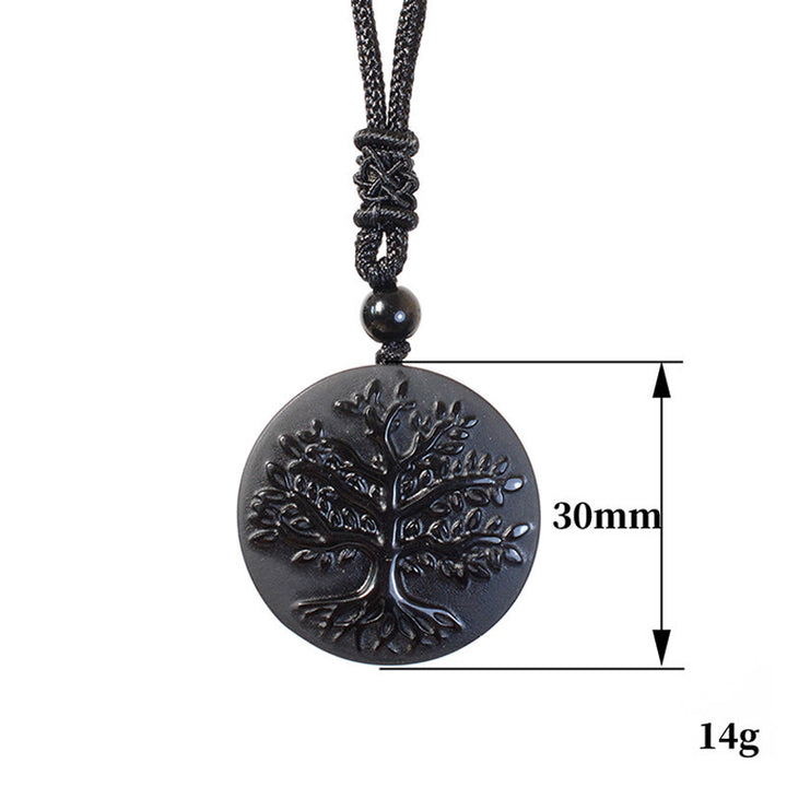 Pendentif de transformation en obsidienne noire naturelle, motif Arbre de Vie , Buddha Stones - image 6