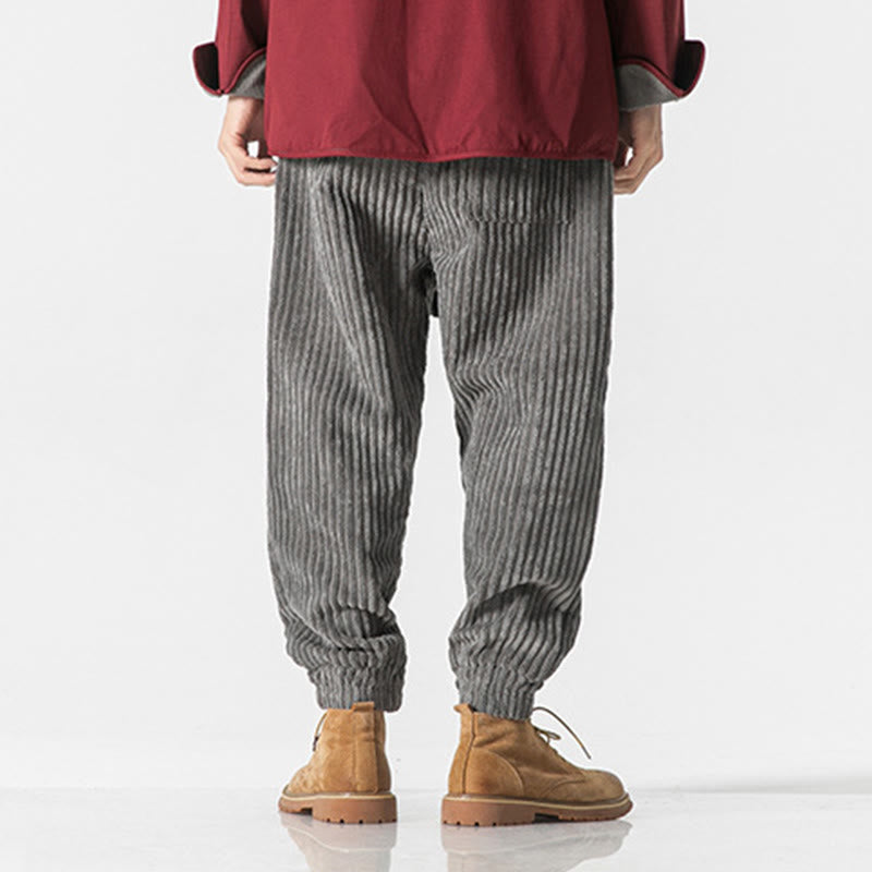 Pantalon en velours côtelé pour homme, longueur cheville, couleur unie, motif Buddha Stones, avec poches - image 8