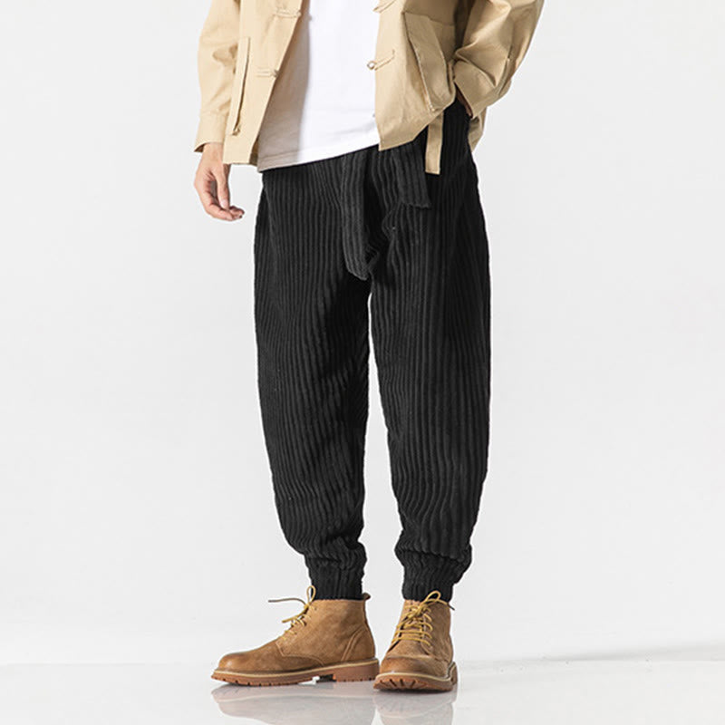 Pantalon en velours côtelé pour homme, longueur cheville, couleur unie, motif Buddha Stones, avec poches - image 20