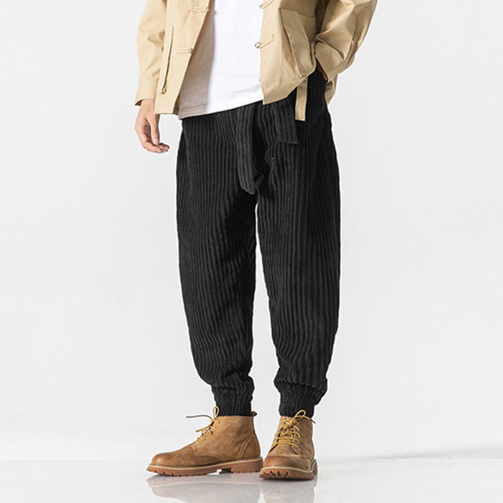 Pantalon en velours côtelé pour homme, longueur cheville, couleur unie, motif Buddha Stones, avec poches - image 20