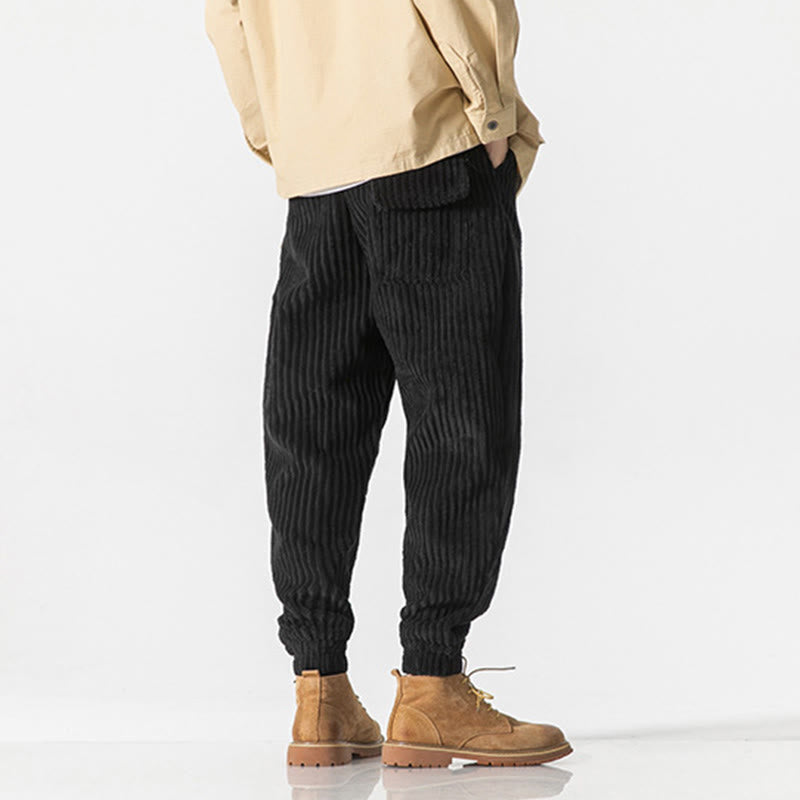 Pantalon en velours côtelé pour homme, longueur cheville, couleur unie, motif Buddha Stones, avec poches - image 21