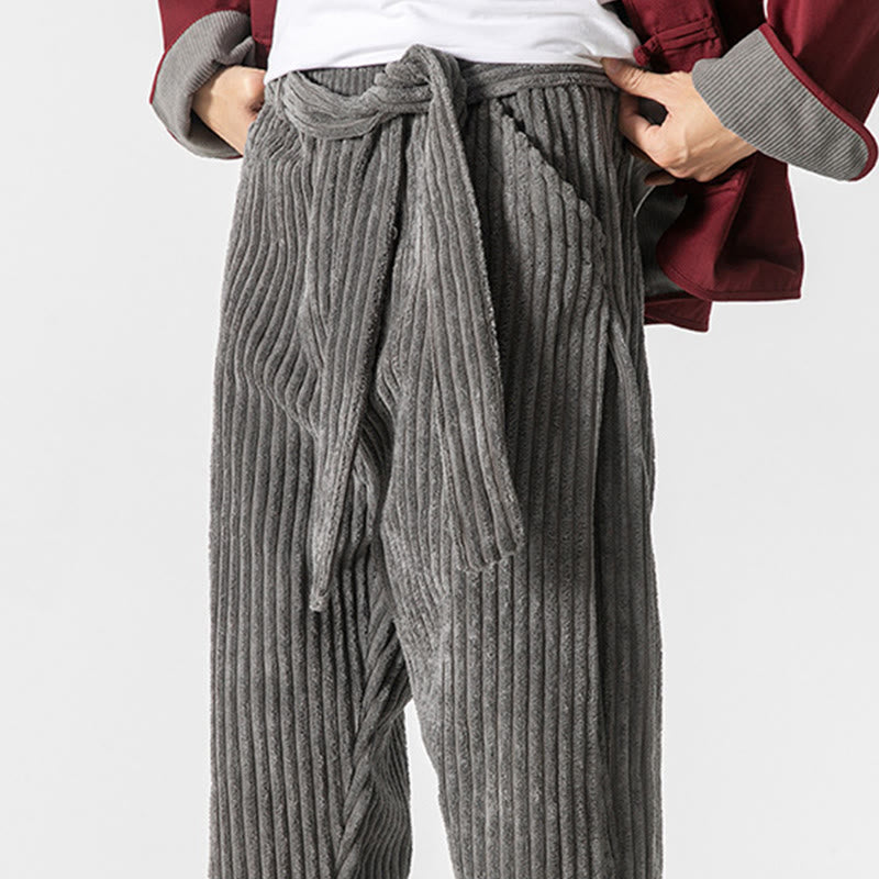 Pantalon en velours côtelé pour homme, longueur cheville, couleur unie, motif Buddha Stones, avec poches - image 11