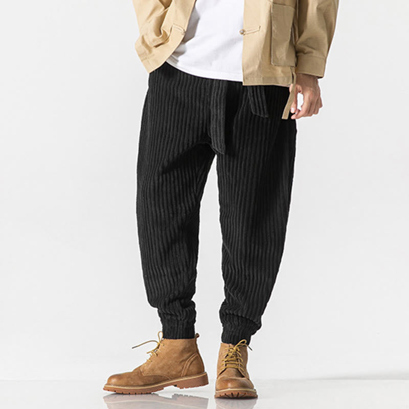 Pantalon en velours côtelé pour homme, longueur cheville, couleur unie, motif Buddha Stones, avec poches - image 23