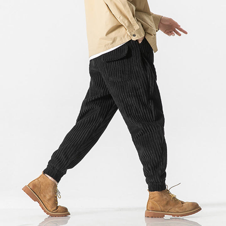 Pantalon en velours côtelé pour homme, longueur cheville, couleur unie, motif Buddha Stones, avec poches - image 19