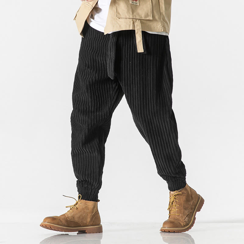 Pantalon en velours côtelé pour homme, longueur cheville, couleur unie, motif Buddha Stones, avec poches - image 17
