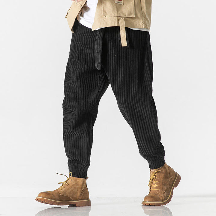 Pantalon en velours côtelé pour homme, longueur cheville, couleur unie, motif Buddha Stones, avec poches - image 17
