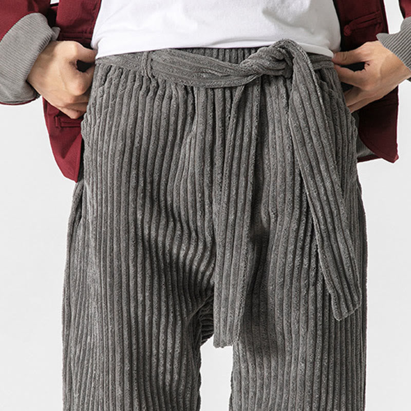 Pantalon en velours côtelé pour homme, longueur cheville, couleur unie, motif Buddha Stones, avec poches - image 12