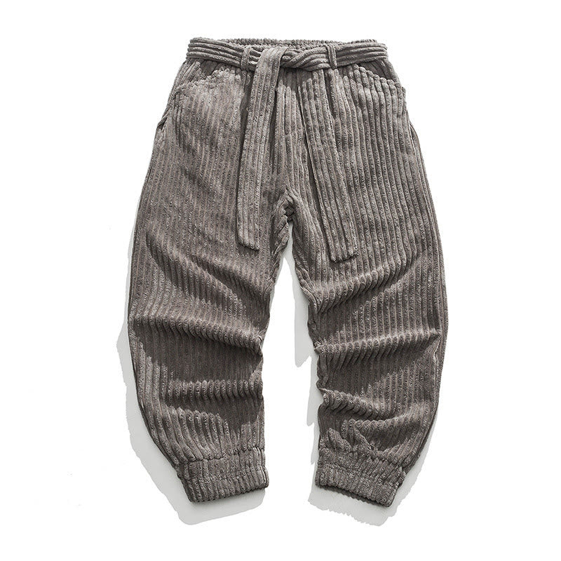 Pantalon en velours côtelé pour homme, longueur cheville, couleur unie, motif Buddha Stones, avec poches - Gris foncé - US/UK/AU46，EU56 (5XL) - image 1
