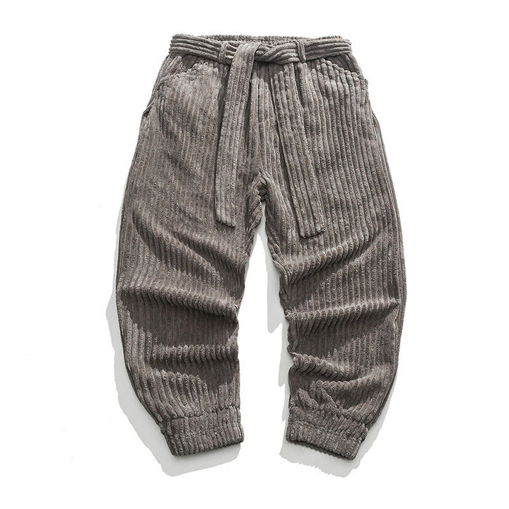 Pantalon en velours côtelé pour homme, longueur cheville, couleur unie, motif Buddha Stones, avec poches - Gris foncé - US/UK/AU46，EU56 (5XL) - image 1