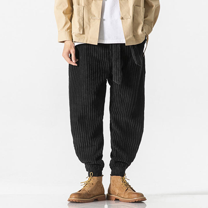 Pantalon en velours côtelé pour homme, longueur cheville, couleur unie, motif Buddha Stones, avec poches - image 18