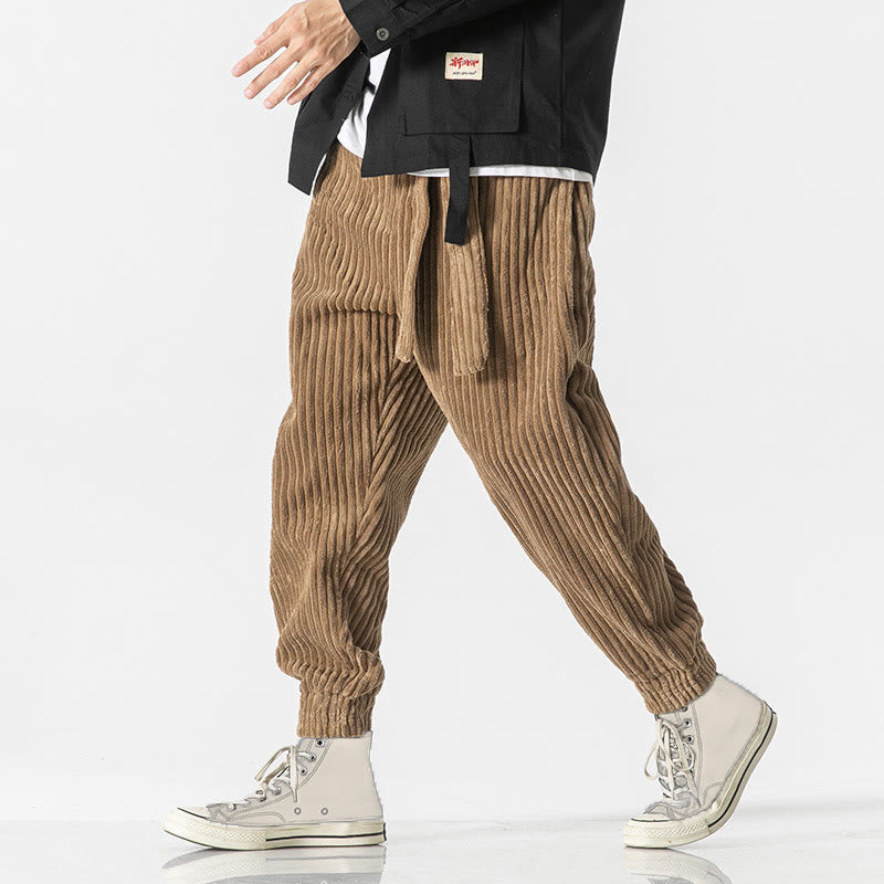 Pantalon en velours côtelé pour homme, longueur cheville, couleur unie, motif Buddha Stones, avec poches - image 30