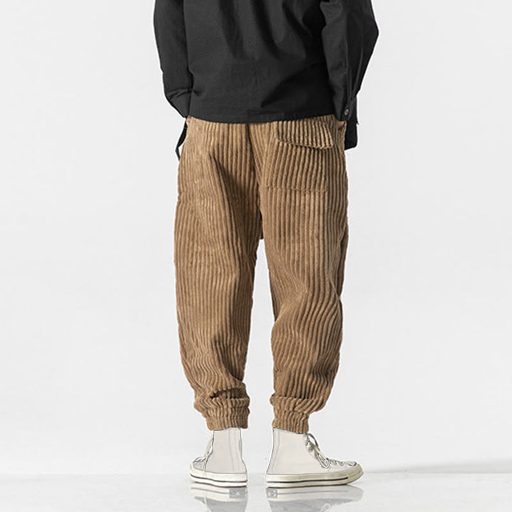 Pantalon en velours côtelé pour homme, longueur cheville, couleur unie, motif Buddha Stones, avec poches - image 29