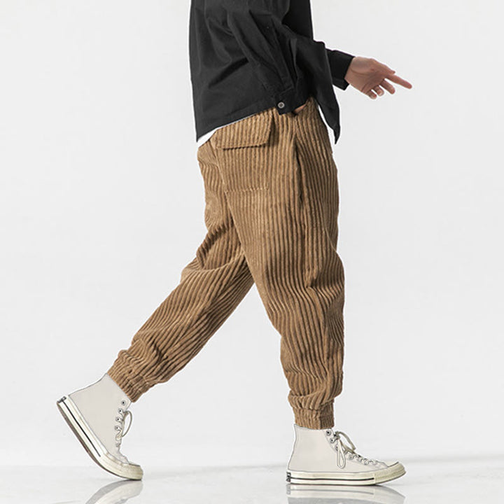 Pantalon en velours côtelé pour homme, longueur cheville, couleur unie, motif Buddha Stones, avec poches - image 32