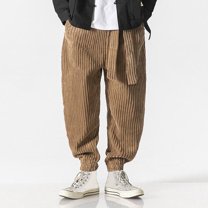 Pantalon en velours côtelé pour homme, longueur cheville, couleur unie, motif Buddha Stones, avec poches - image 31