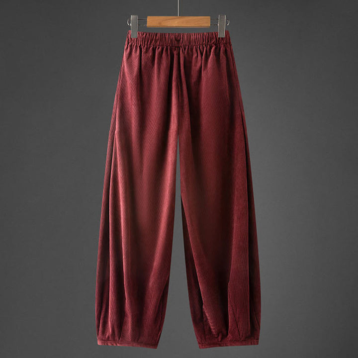 Pantalon en velours côtelé pour homme, coupe droite, taille élastique et cordon de serrage, avec poches, motif Buddha Stones Winter - image 11