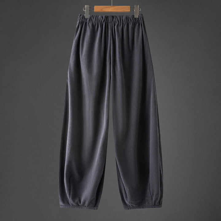 Pantalon en velours côtelé pour homme, coupe droite, taille élastique et cordon de serrage, avec poches, motif Buddha Stones Winter - image 1